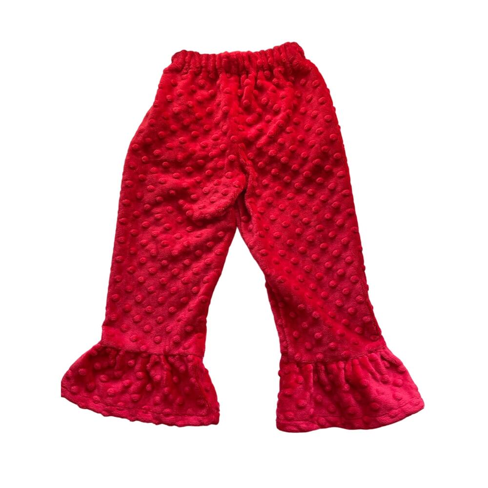 Lolly Gags red minky dot flare pants solid warm cozy elastic waist Size 18-24mo